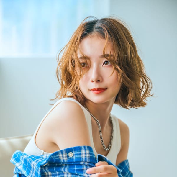 カーテンバングゆるふわパーマ