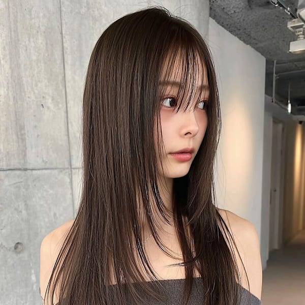 レイヤーロング/ハッシュカット/シルキーベージュ/鶴舞/髪質