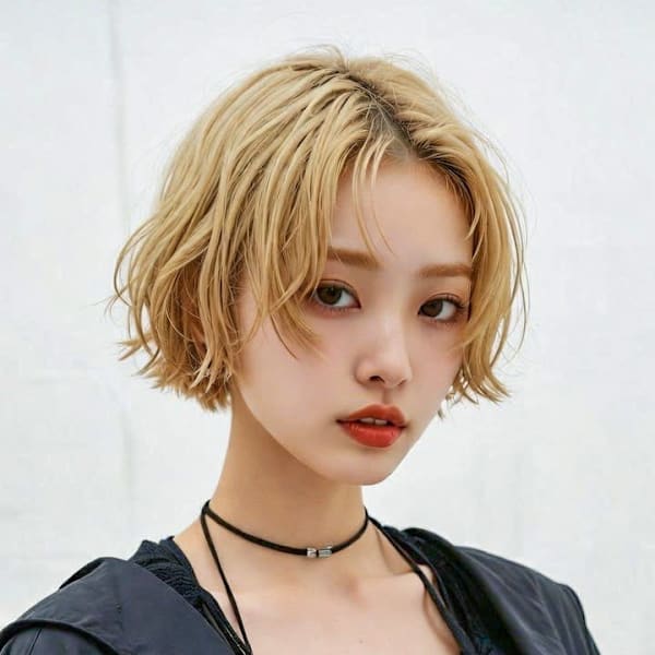 首元スッキリ！小顔を叶える大人カジュアルなブロンドボブ