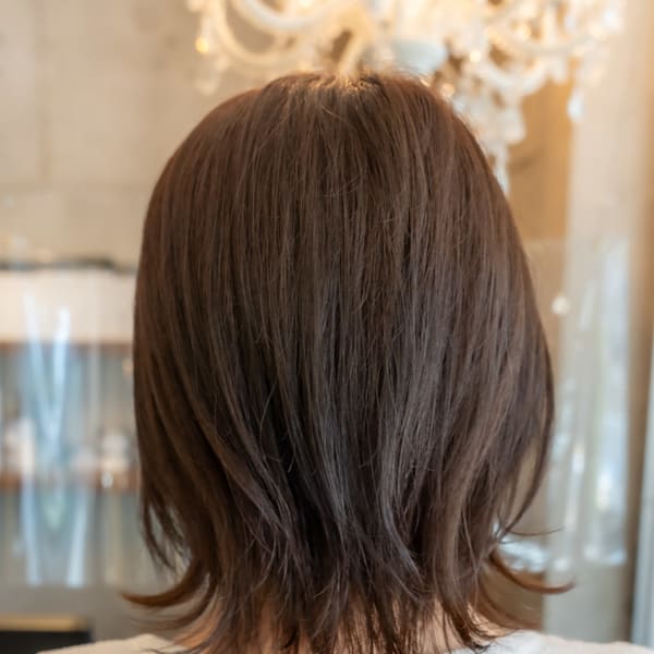 ♪黒髪クラゲヘアーオリーブグレー小顔ココアベージュ薄め前髪