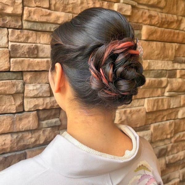 訪問着御着付けミドルシニヨン