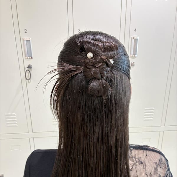 結婚式お呼ばれ/カチモリハーフアップ