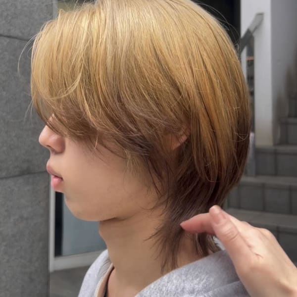 メンズ必見！ウルフ×ベージュ×ブラウンルーツカラー