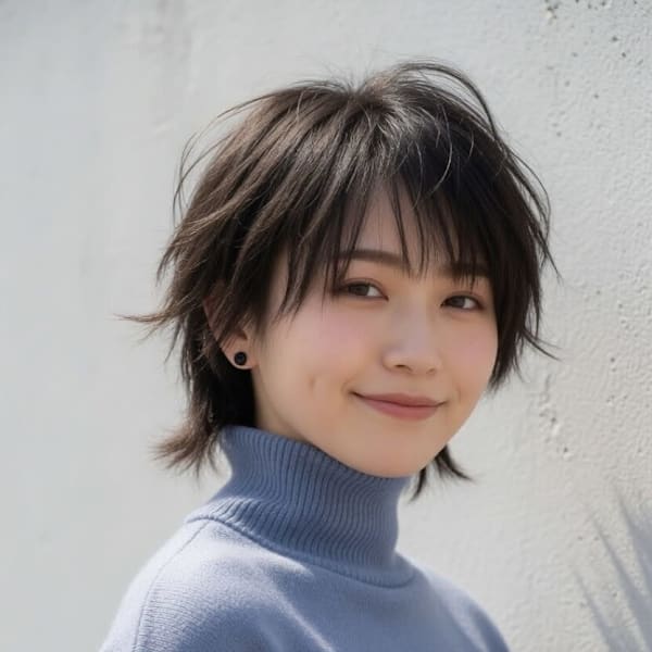 小顔補正×ウルフショートで横顔美人に！仙台本町