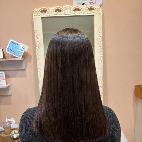 20代30代40代　極艶ストレート×ダークグレージュ|CROWN hair lounge
