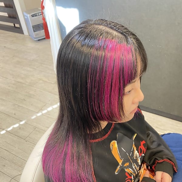 20代30代40代　姫ストレート×どっピンクインナー|CROWN hair lounge