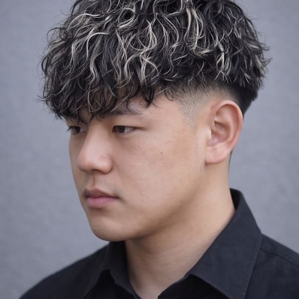 men'sカット+メッシュ（ハイライト）+パーマ