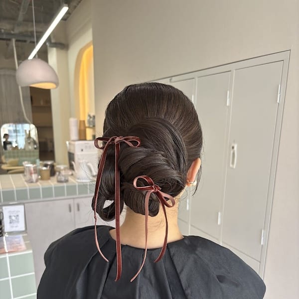 お呼ばれヘアセット/個性派/タイトヘアセット/シニヨン