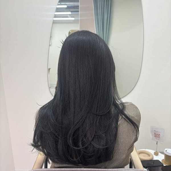 ブルーブラック/グレージュ/レイヤーカット/韓国/髪質改善