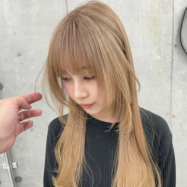 韓国顔まわりレイヤーカットグレージュオリーブベージュブラウン