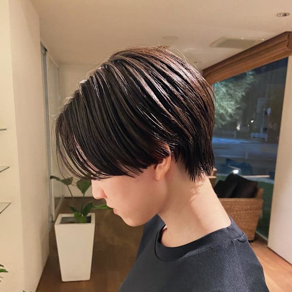 ハンサムショート髪型20代30代40代前髪あり前髪無し面長
