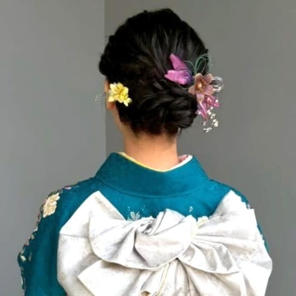 編み込みヘアアレンジ お呼ばれヘア 和装ヘア 着物ヘア