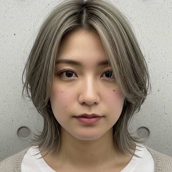 顔周りレイヤーボブ/ラテグレージュ/可愛い系/内はねボブ