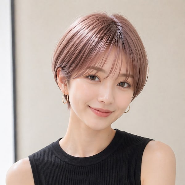 【静岡エリア】ピンクベージュ×大人可愛いコンパクトショート