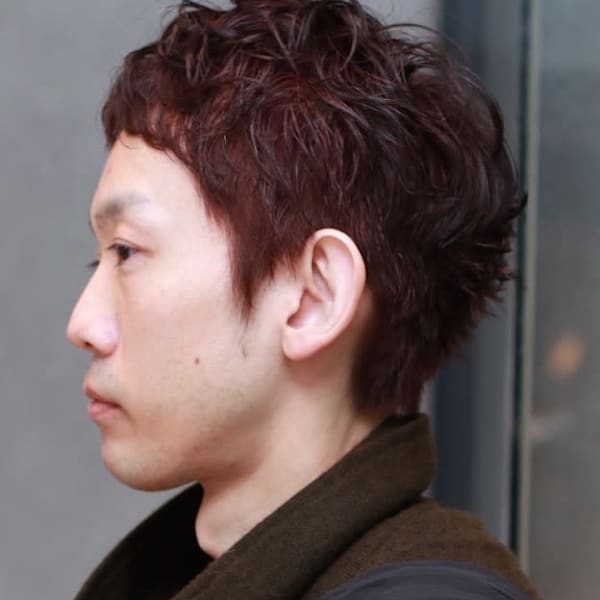 メンズカット ナチュラルショート オレンジブラウン 30代
