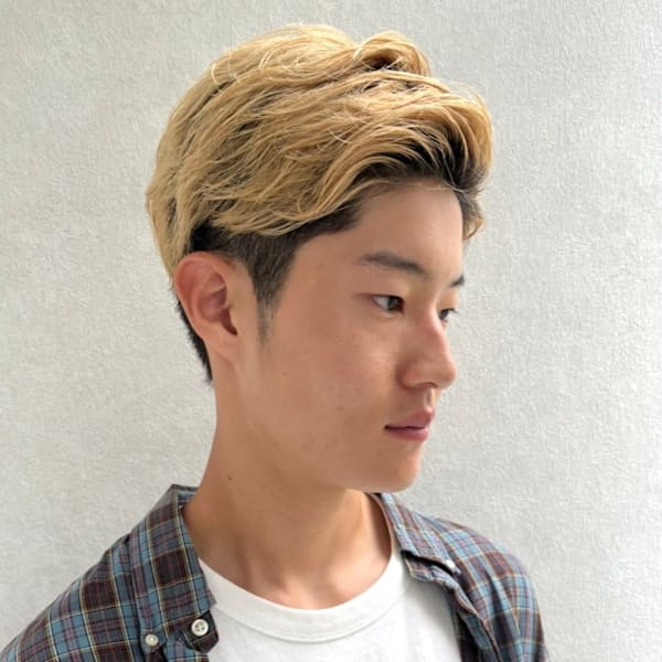 かきあげアップバング×ハイトーンスタイル