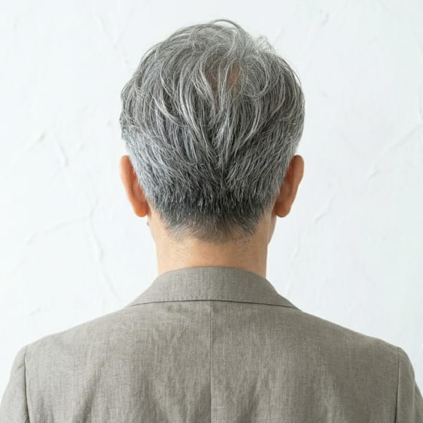 50代グレイヘア★白髪を活かすソフトアップバングショート