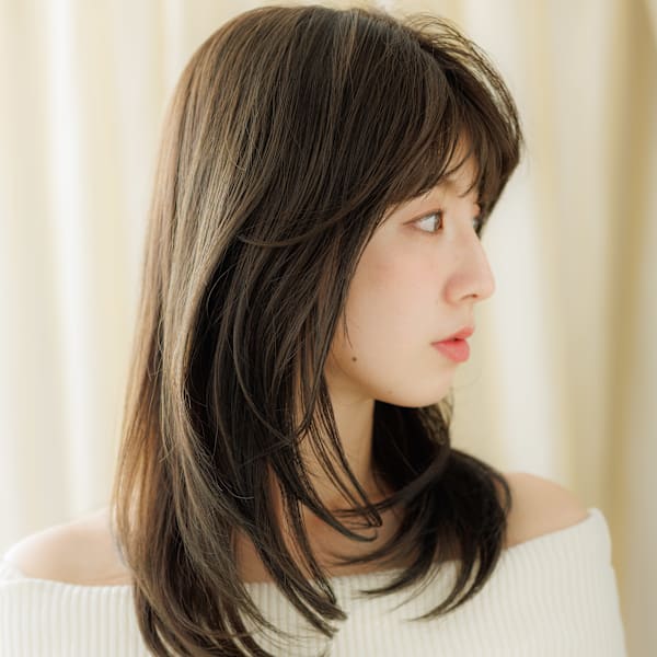 グレージュブラウン大人美人ハッシュレイヤーロング30代40代