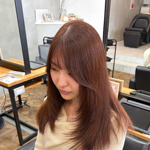 顔まわりレイヤー　ピンクベージュ　ブリーチなし|ペスカ 長町南店