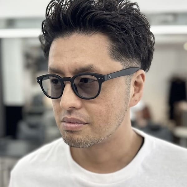 フェザーパーマ/40代男性カット/刈り上げショート
