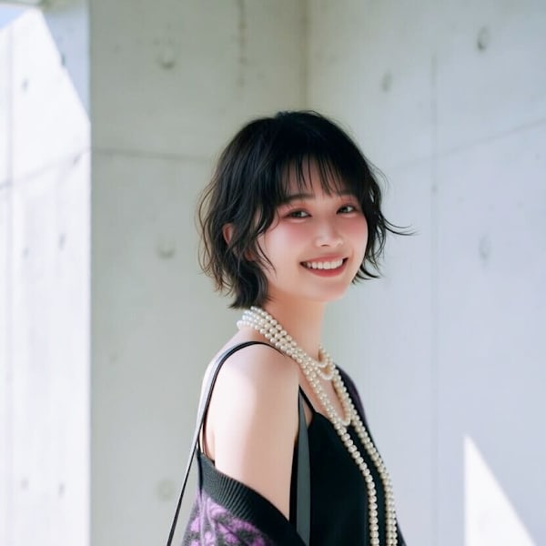 小顔叶う耳掛けショートボブ＊ふんわり動く束感で垢抜け