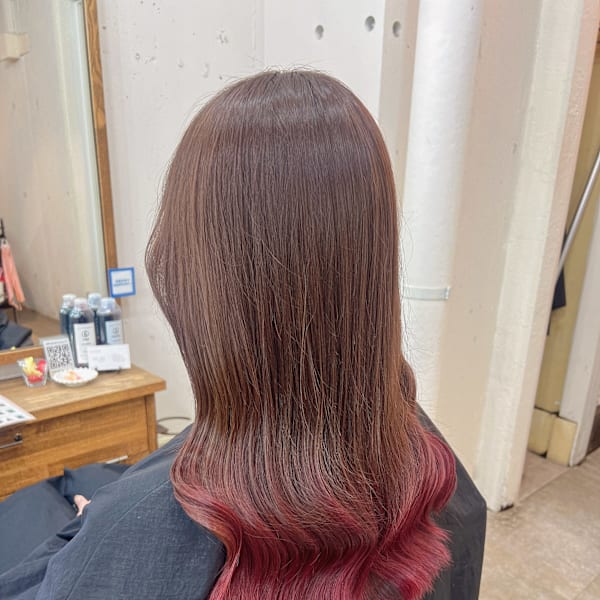 暖色ピンクグラーデション北千住|agir hair 北千住【アジールヘア】北千住駅西口店