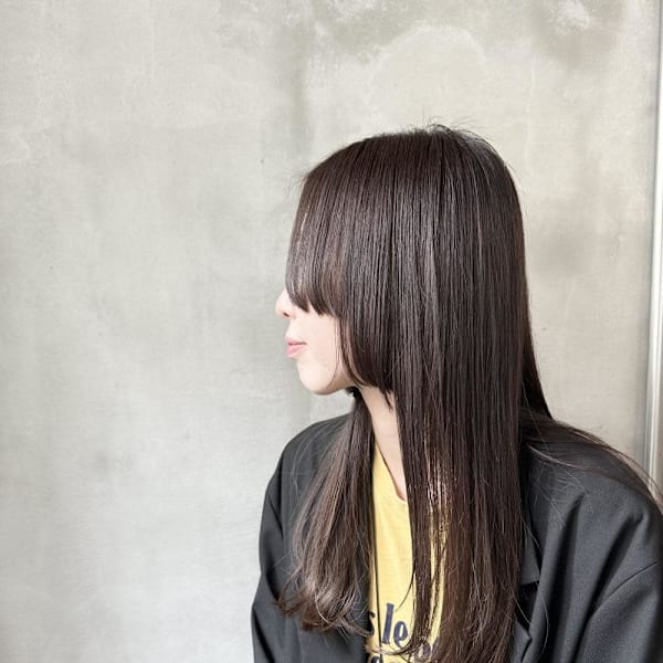 long•パッツン•艶髪•アッシュ