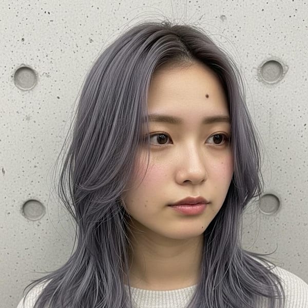 クラゲウルフ/ラベンダーグレー/可愛い/ロングver/外はね