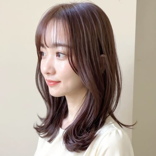 ピンクブラウン大人可愛い外巻きくびレイヤーp2　グレージュ