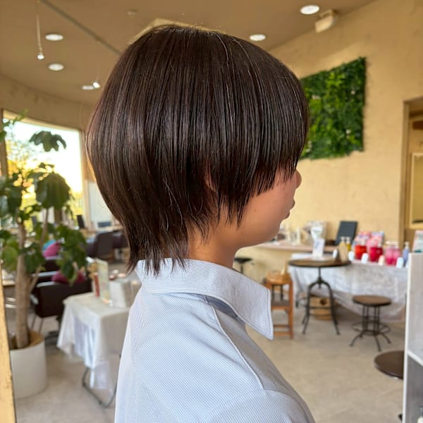 藤枝で人気の丸みショートウルフスタイル