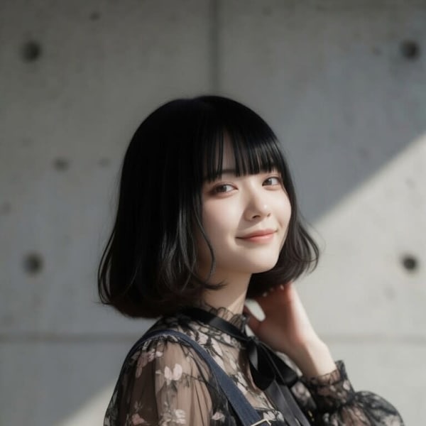 黒髪でも抜け感!大人可愛いマッシュショート