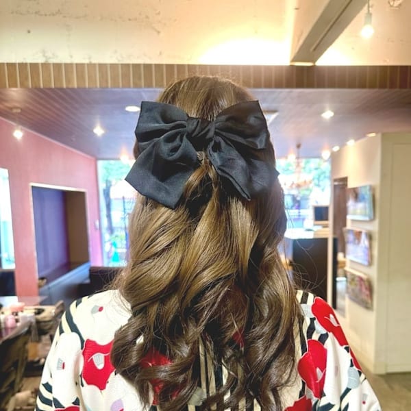 卒業式　袴　和装クルリンパハーフアップスタイル