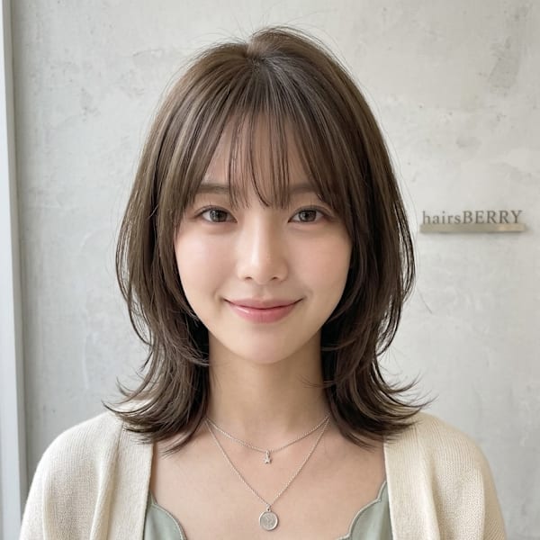 韓国風くびれミディ×くびれレイヤーで小顔見せ顔周りカット