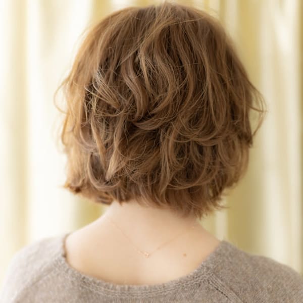 コーラルベージュブリーチなし抜け感デジタルパーマ30代40代