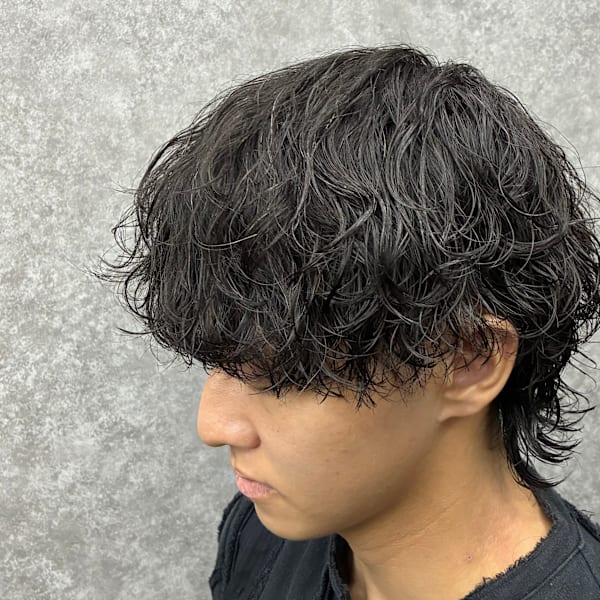 波巻きパーマ マッシュスタイル シャドウパーマ