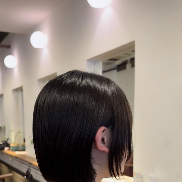 乾かすだけで＊切りっぱなしボブ×ストレートパーマ