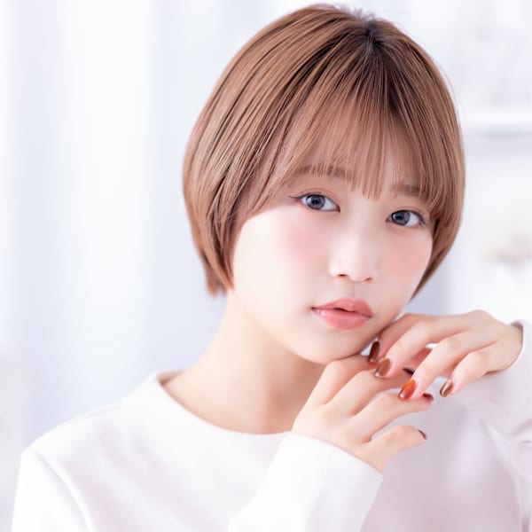 ブリーチなしモカブラウン小顔コンパクトショートレイヤーボブb