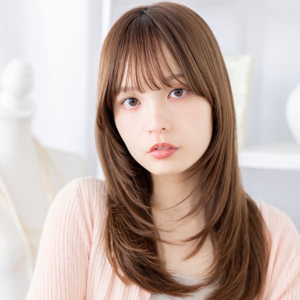 こなれシャギーカット艶感セミロングレイヤー　顔周りカットb