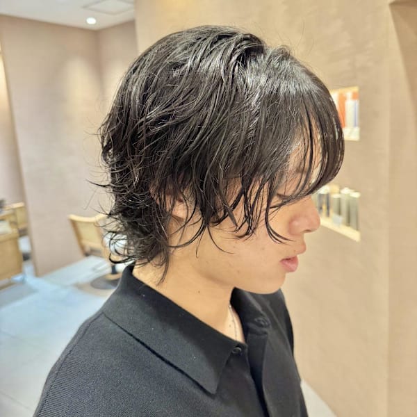 メンズシースルーバングパーマ
