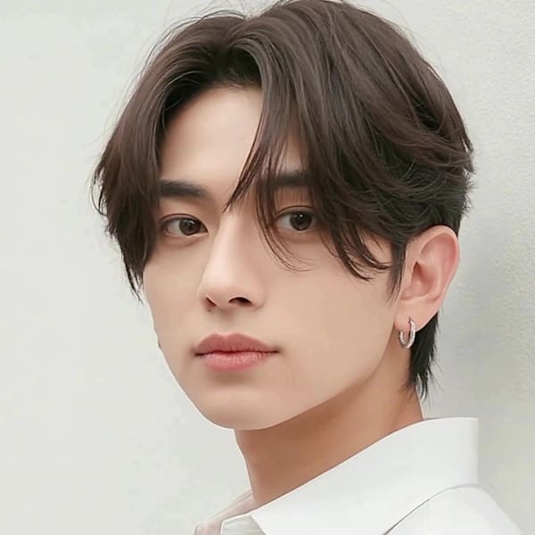 コンマヘアビジカジナチュラルセンターパート フェザーカット
