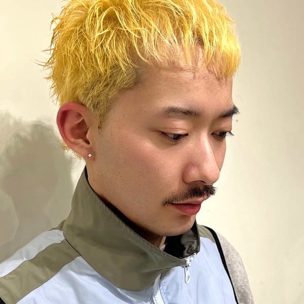 ブリーチカラー ベリーショート イエロー ニュアンスパーマ