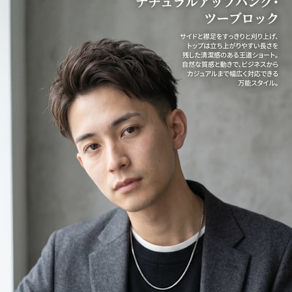横浜メンズヘア 桜木町で人気のアップバング×ツーブロック