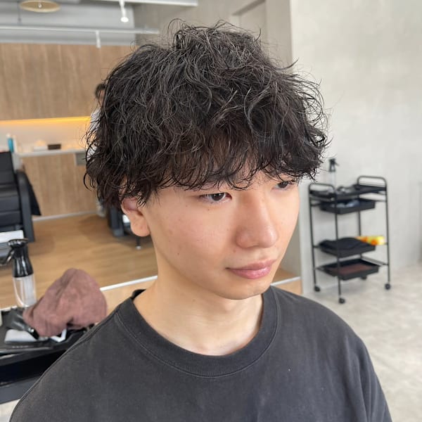 波巻きパーマツイストスパイラルパーマメンズマッシュパーマ