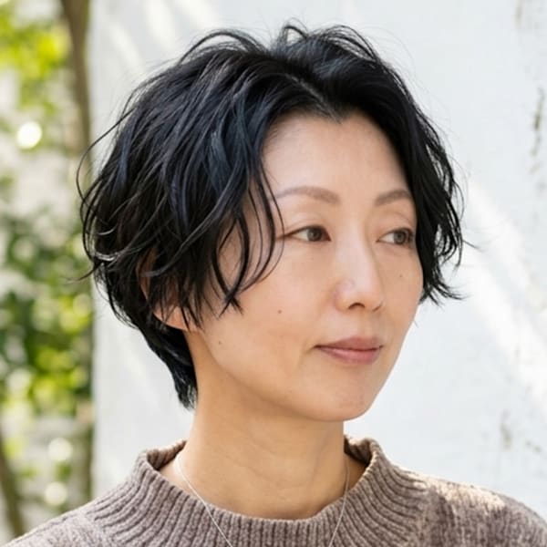 20代30代40代　抜け感パーマ大人ショート＃3　奈良西大寺