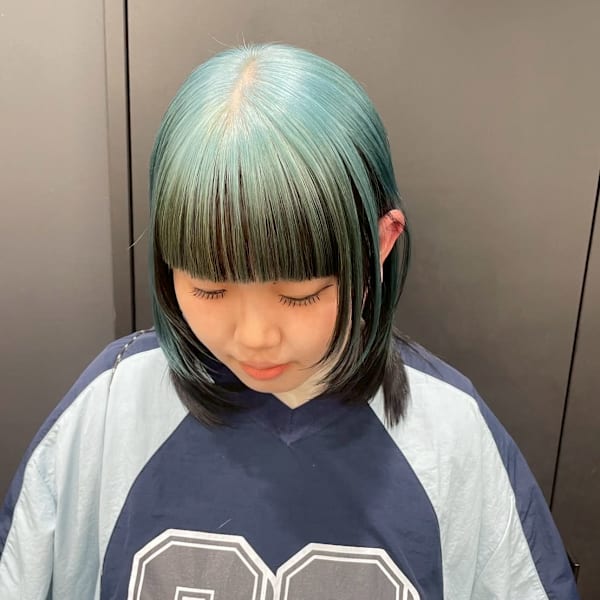 ルーツカラー　デザインカラー　ケアブリーチカラー　姫レイヤー