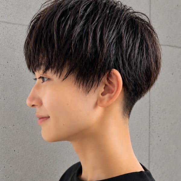 大人のベリーショート×マッシュスタイル