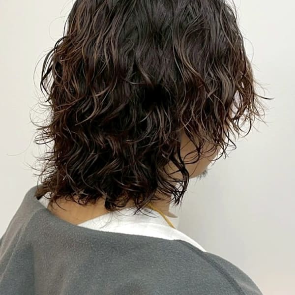 ロングウルフ メンズパーマ ニュアンスパーマ カジュアル