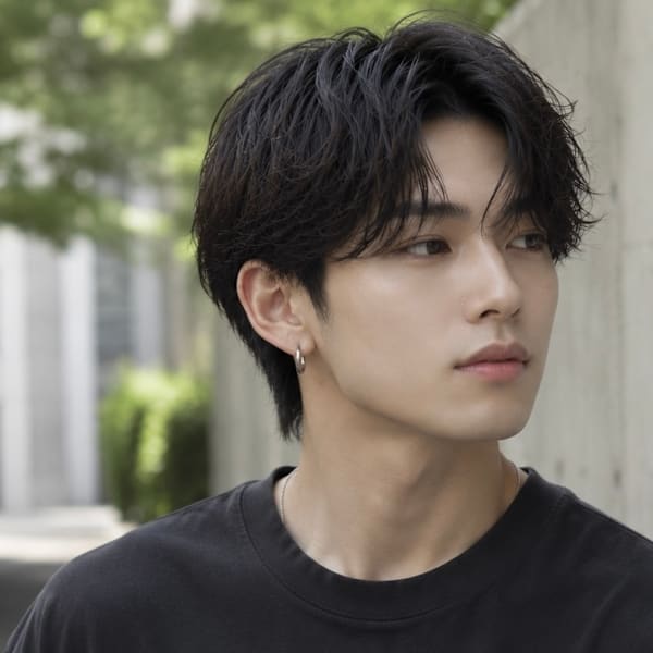 センターパート 韓国風ニュアンスパーマ1