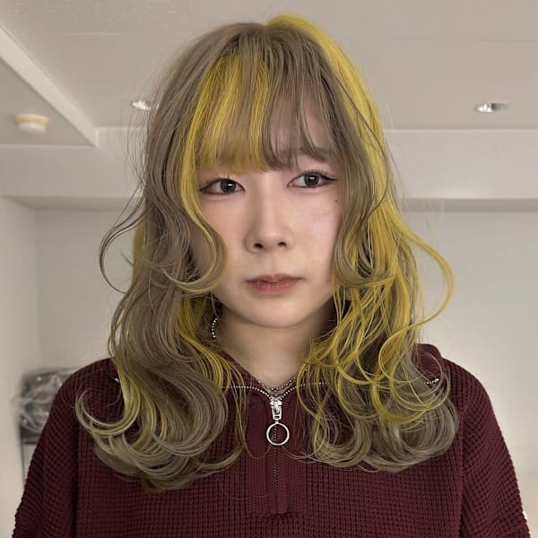 beige × yellow * layer cut