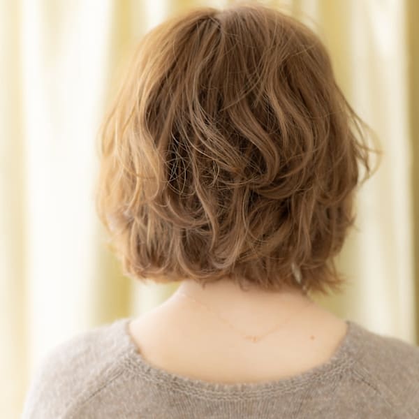 12トーンブリーチなしデジタルパーマゆるふわボブ30代40代